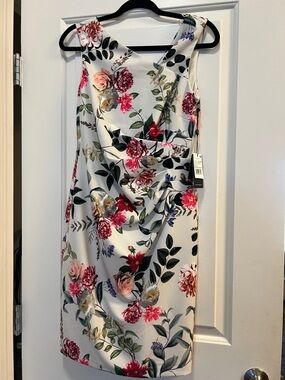 NWT Adrianna Papell Floral Sheath Dress Ivory Garden Print Size 6